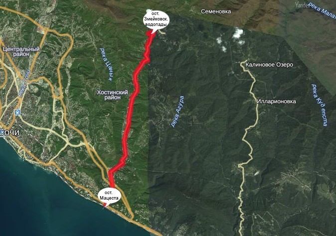 Змейковские водопады маршрут схема