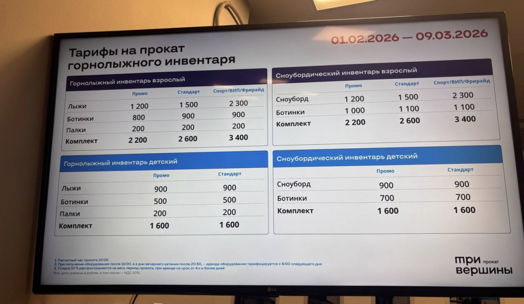 Официальный прокат цены Красная Поляна