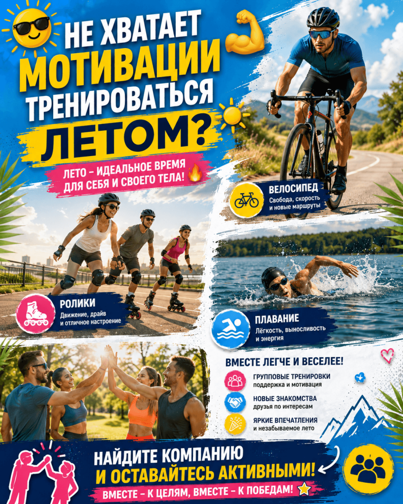  Узнайте, как поддерживать мотивацию этим летом! ????☀ Дорогие друзья, лето — это время отдыха и расслабления, но как же сложно сохранить мотивацию для тренировок в этот период! ???? Вы не одни — многие из нас сталкиваются с трудностями в поддержании физической активности. Но что делать, если нет компании для тренировок? Не переживайте! У нас есть несколько простых решений: 1. Запишитесь на групповые занятия: Найдите курсы по интересующим вас видам спорта (велоспорт, ролики или фитнес). Групповые занятия создают атмосферу поддержки и дружбы, что поможет вам оставаться мотивированными. 2. Создайте свою группу: Если у вас есть друзья или знакомые, которые также хотят оставаться активными летом — соберите их вместе! Организуйте регулярные выезды на велосипеде или катания на роликах. Это не только укрепит вашу физическую форму, но и сделает тренировки более веселыми! 3. Используйте социальные сети: Присоединяйтесь к местным спортивным группам в социальных сетях или мессенджерах. Там вы сможете найти единомышленников для совместных тренировок и обмениваться опытом. 4. Пробуйте новые виды активности: Лето — отличное время для экспериментов! Попробуйте заняться чем-то новым — например, йогой на свежем воздухе или плаванием в бассейне. Это разнообразит ваши тренировки и поможет избежать рутины. 5. Ставьте цели: Определите конкретные цели на летний сезон (например, пробежать определенное расстояние, научиться кататься на роликах или улучшить свои навыки в велоспорте). Записывайте свои достижения и прогресс — это поможет вам видеть результаты и поддерживать мотивацию. 6. Найдите вдохновение: Читайте книги, смотрите видео или следите за блогерами, которые занимаются спортом. Их истории успеха могут вдохновить вас на новые свершения и подтолкнуть к действию. 7. Используйте прокат снаряжения: Прокат велосипедов и роликов от K2tour — это замечательная возможность провести время на свежем воздухе вместе с друзьями или семьей. Если у вас нет компании для тренировок, вы всегда можете пригласить знакомых покататься! Прокат позволяет арендовать качественное оборудование без необходимости его покупки. Это ценно тем, что вы получаете доступ к новейшим моделям за разумные деньги. Чтобы наслаждаться летними прогулками на свежем воздухе вместе с компанией, достаточно всего лишь выбрать нужное оборудование на сайте https://k2tour.ru/calc-price/leto.php или прийти к нам в пункт проката. Бронирование занимает всего несколько минут через наш сайт или в пунктах проката. Цены варьируются от 700 до 1500 рублей за день в зависимости от категории оборудования. Наши пункты проката находятся в Адлере; также доступен онлайн-заказ. Не упустите шанс активно провести лето вместе с нами! Забронируйте сейчас через наш калькулятор бронирования https://k2tour.ru/calc-price/leto.php и оставайтесь в форме до наступления зимнего сезона! Поделитесь своим мнением о том, как вы сохраняете мотивацию летом! Мы будем рады услышать ваши советы и идеи!