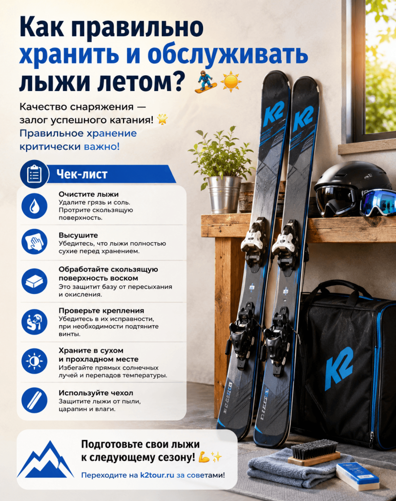 Качество вашего снаряжения — залог успешного катания! ???? Лето — это время, когда ваши любимые лыжи могут оказаться забытыми в углу.